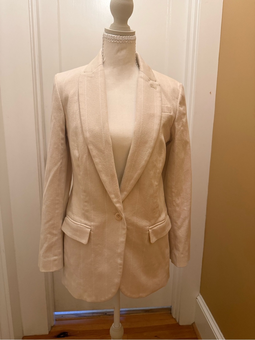 J Crew Reimagined Cotton Pin Striped Single-Button Blazer EUC